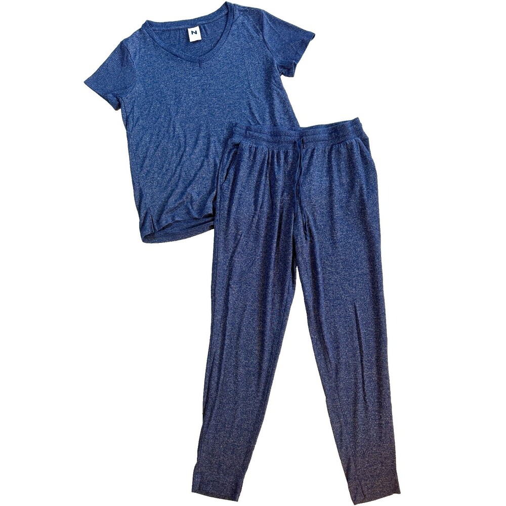 Natori Pajama Set Women's Medium Blue Loungewear Matching Top Bottoms Soft